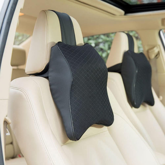 Universal Imported Leather Style Neckrest Backrest Pillow | Breathable Neck Support Cushion